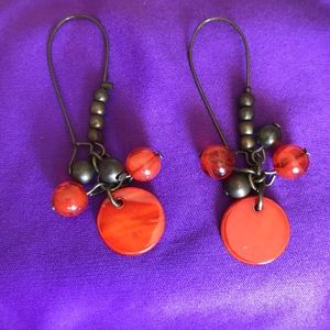 Orange and Bronze Drop Earrings